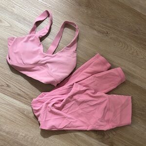 Women's Pink Sports Bra and Leggings Set